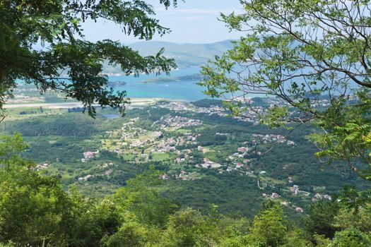 Tivat Bay and town from Vrmac mountain top Montenegro