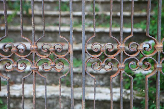 Ornate closed iron gates