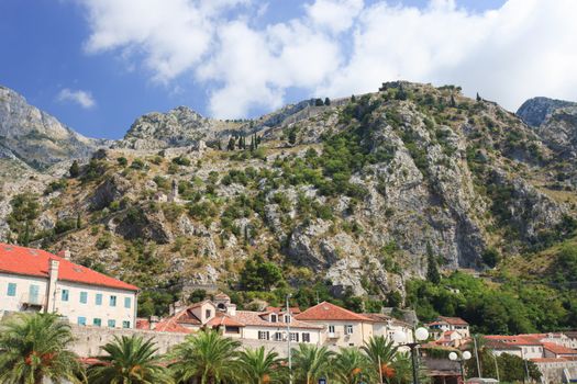 Outside Kotor fortified old town wall 