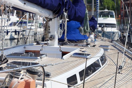 teak boat deck and rigging