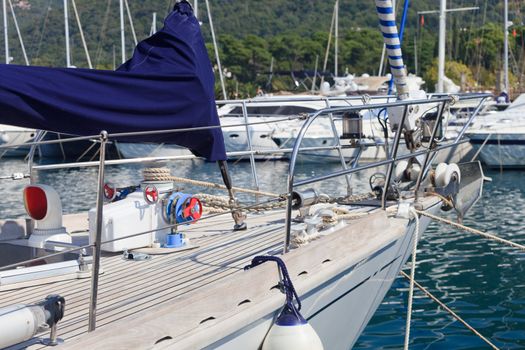 Teak covered boat bow