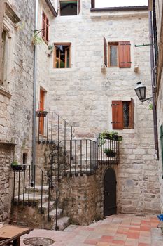 Alleyway in Unesco Kotor old town Montenegro