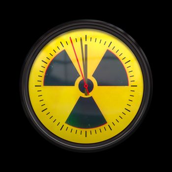 An image of a radioactive clock three seconds to noon