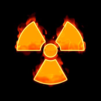 An image of a radioactive sign on fire