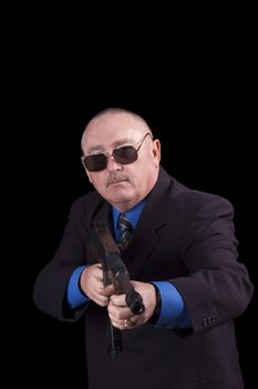 Gangster or Government agent, FBI agent, over a black background