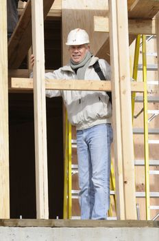 Construction site supervisor checking safety