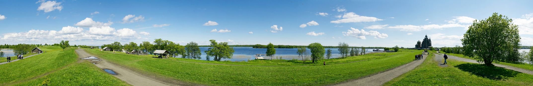 panoramic photo made on Kizhi island on a bank of Ladozhskoe lake