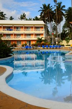 Swimming pool and accommodation at tropical resort