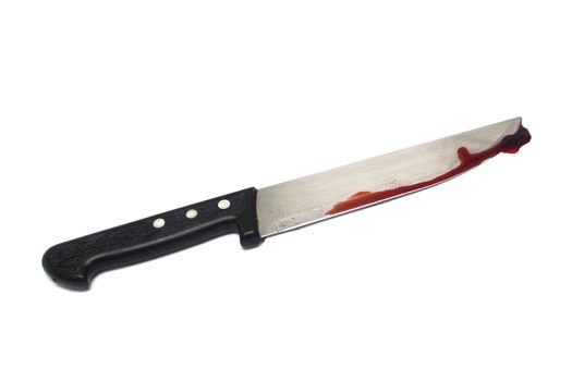 A bloody knife, isolated on white. This image has innumerous uses like accidents, domestic violence, suicide, murder, etc...