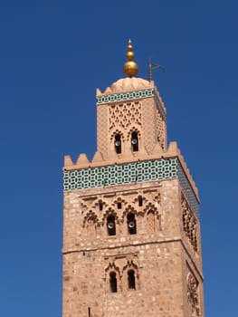 Minaret of mosque in Marrakesh, Morocco