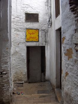 Street in Chefchouen, the blue city in the Rif Mountains of Morocco