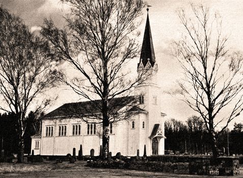 Church in the coutryside. Heavily processed in photoshop.