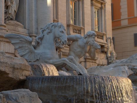 Image of the statues of the Trevi Fountain in Rome.