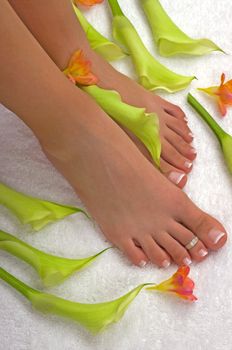 Spa treatment with beautiful lilies and