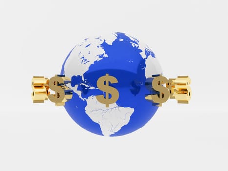 3d illustration over  white backgrounds. Dollar Sign.