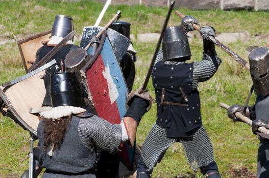 KALININGRAD, RUSSIA  - April 25: Reconstruction of knightly fight, April 25, 2010 in Kaliningrad, Russia.