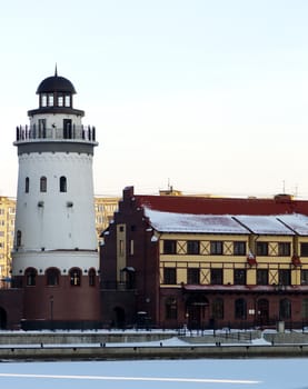 Ancient buildings in Kaliningrad. The ethnographic and trading-craft centre.