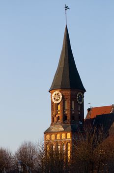 Konigsberg Cathedral. is a Brick Gothic style building in Kaliningrad on an island in the Pregel.