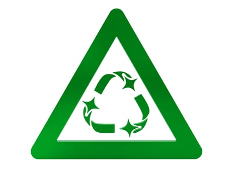 3d illustration over  white backgrounds. The Universal Recycling Symbol is a form of Mobius strip.