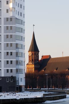 Konigsberg Cathedral. is a Brick Gothic style building in Kaliningrad on an island in the Pregel.