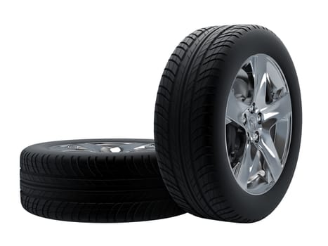 Tires isolated on white background. High resolution image.