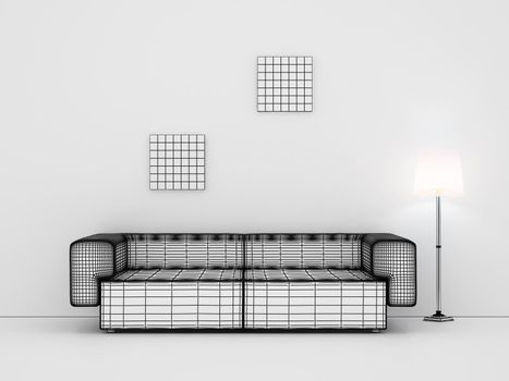 Home Interior. High resolution image. Retro bedroom lamp.