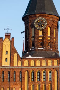 Konigsberg Cathedral. is a Brick Gothic style building in Kaliningrad on an island in the Pregel.