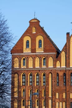Konigsberg Cathedral. is a Brick Gothic style building in Kaliningrad on an island in the Pregel.
