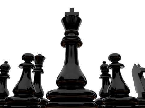 High resolution image. Black chessmen on a white background