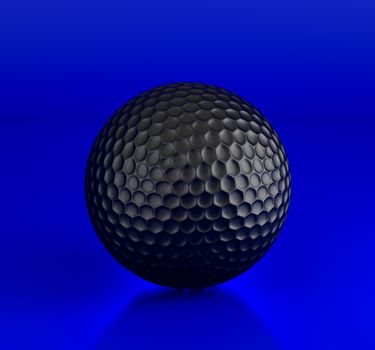 Golf ball isolated on blue. 3d illustration. High resolution image.