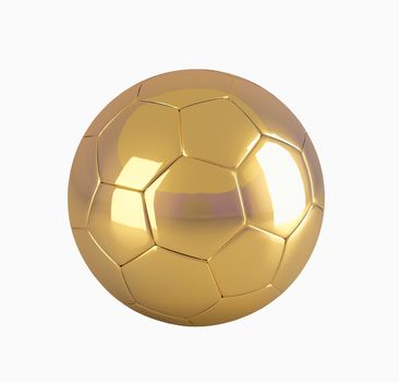 Soccer ball isolated on white. 3d illustration. High resolution image. Gold.