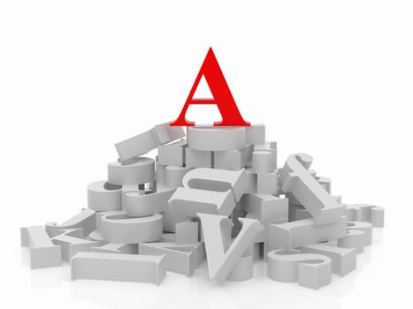 High resolution image alphabet. 3d illustration over  white backgrounds.