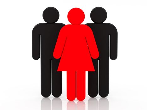 Men and woman 3d rendered illustration isolated on white background. High resolution image.
