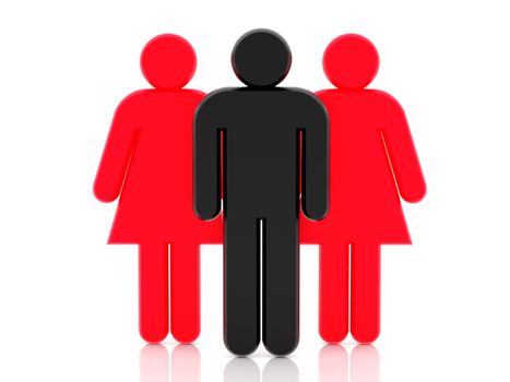 Men and woman 3d rendered illustration isolated on white background. High resolution image.