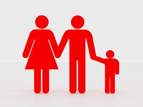 3d people in a family isolated on white background.