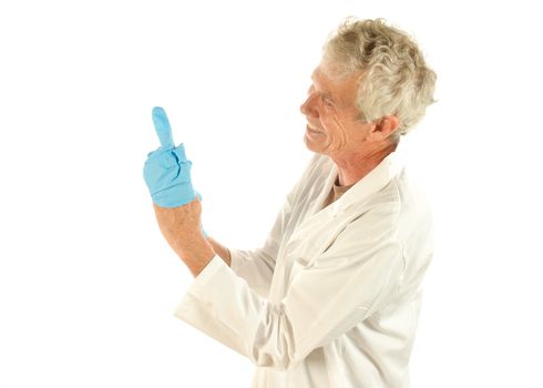surgeon putting on gloves making a humorous gesture
