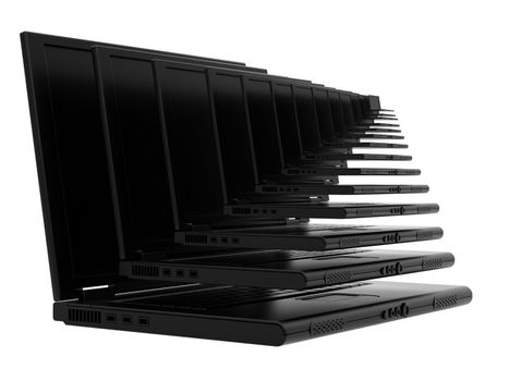 High resolution. 3d abstraction laptop isolated on white background.
