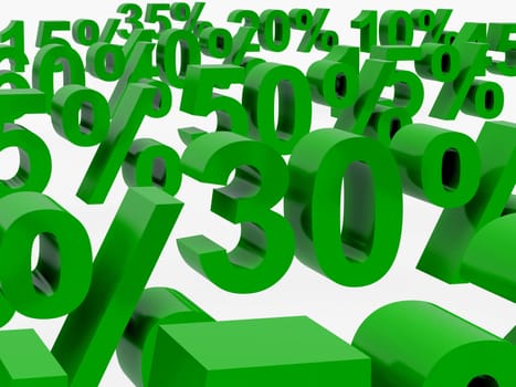 Green percent, isolated on white background. High resolution image.