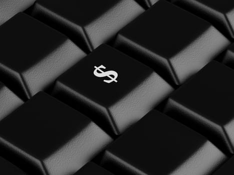 Computer keyboard with Dollar key. High resolution image.  3d rendered illustration.