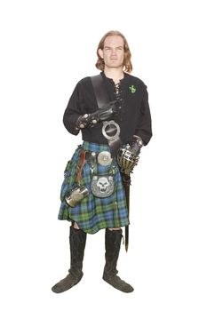 young man who is a member of the Scottish Campbell clan, isolated on white