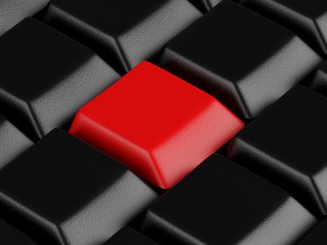 High resolution image.  3d rendered illustration.  Black keyboard with red button.