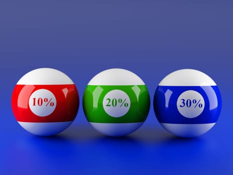 High resolution image.  3d rendered illustration. Billiard balls isolated on blue.