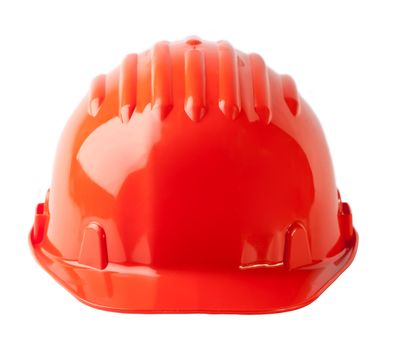 Stock image of orange hard hat isolated on white.