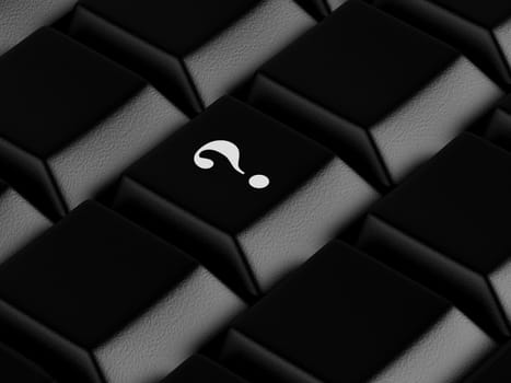 High resolution image.  3d rendered illustration.  Black keyboard with  question symbol.