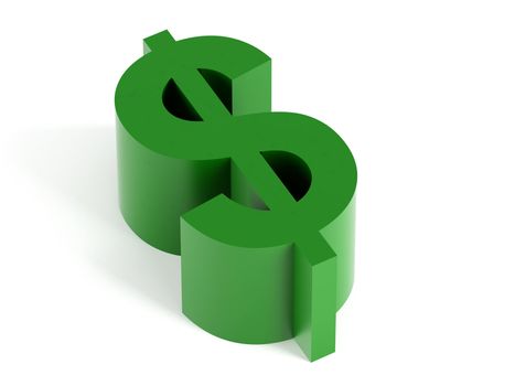 High resolution image.  3d rendered illustration.  Dollar symbol. White  background.