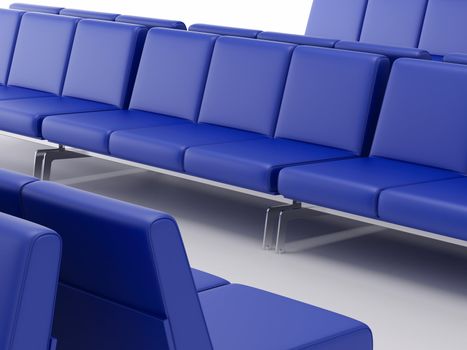 3d render airport interior. High resolution image. Chair in the hall.