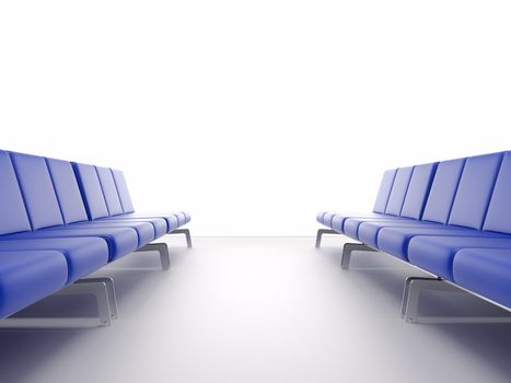 3d render airport interior. High resolution image. Chair in the hall.