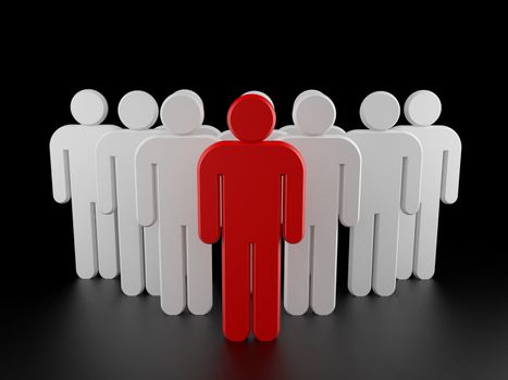Conceptual image of teamwork. Groups of people. 3d rendered illustration.