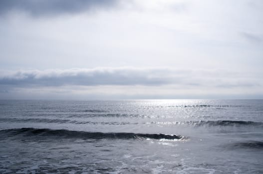 High resolution image. Beach of sea of Japan in Russia. Coastal fading.