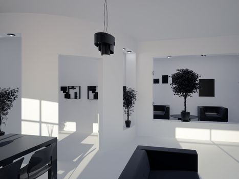 High resolution image interior. 3d illustration modern interior.